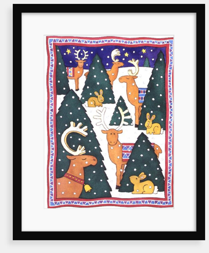 Reindeers around the Christmas Trees by Cathy Baxter