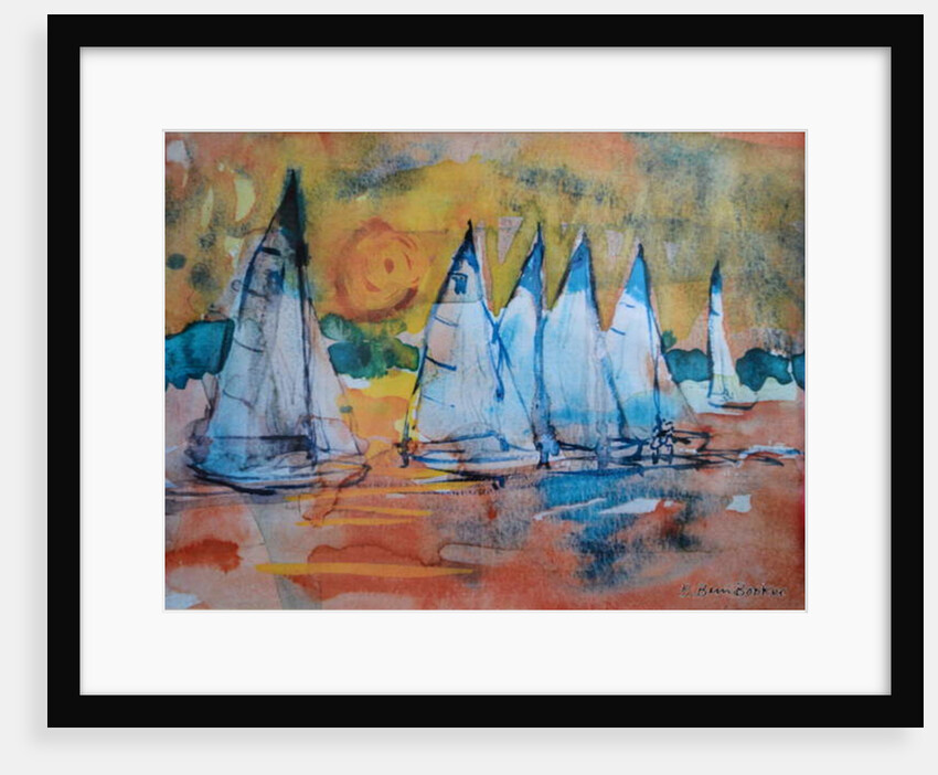 Sailboats with a Pink Sky by Brenda Brin Booker