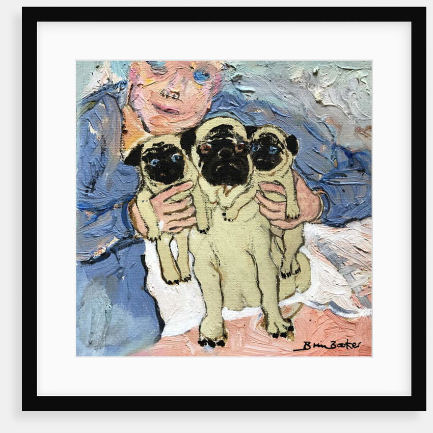 Pug pups with their Mother by Brenda Brin Booker