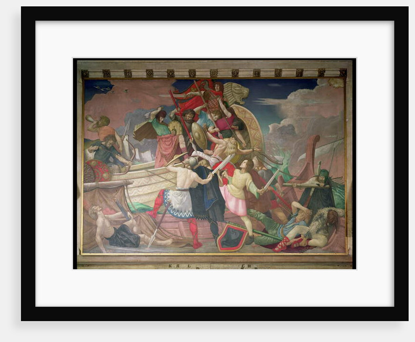 King Alfred's Longships, Newly Built for the Defence of the Realm, Attack Vessels of the Danish Invaders Storm-Beaten in Swanage Bay in 877 by Colin Unwin Gill