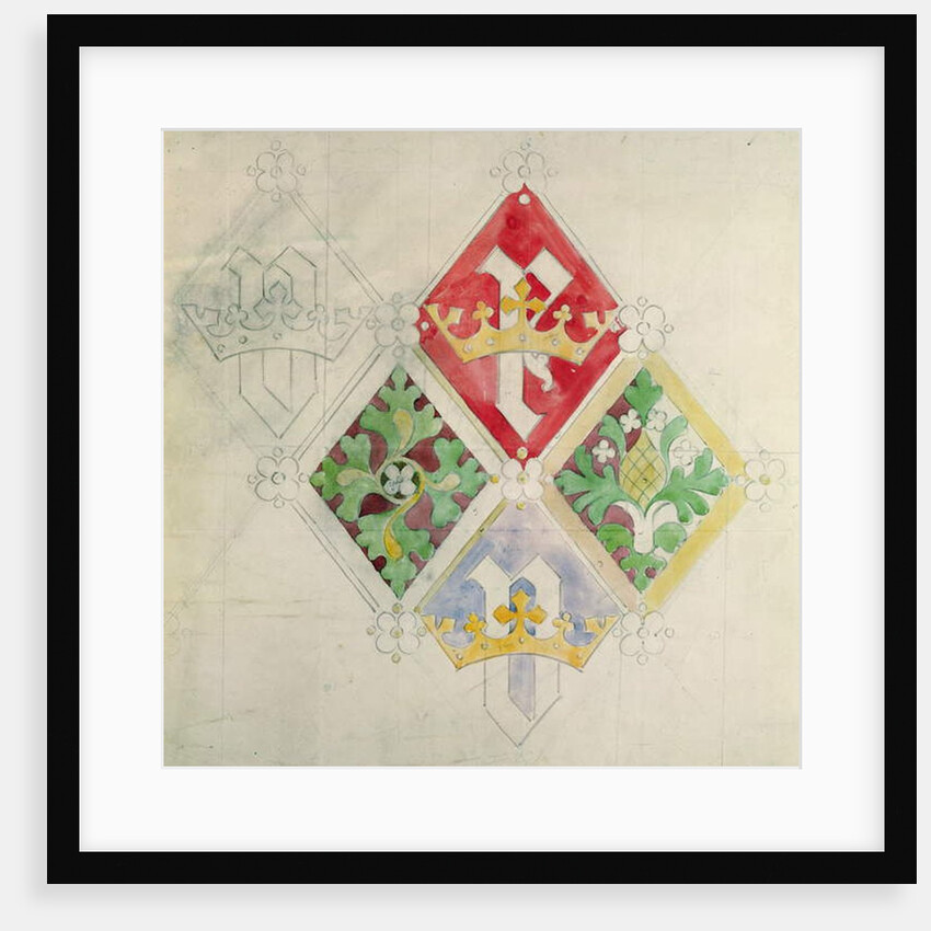 Stained glass window design for the Houses of Parliament by Augustus Welby Northmore Pugin