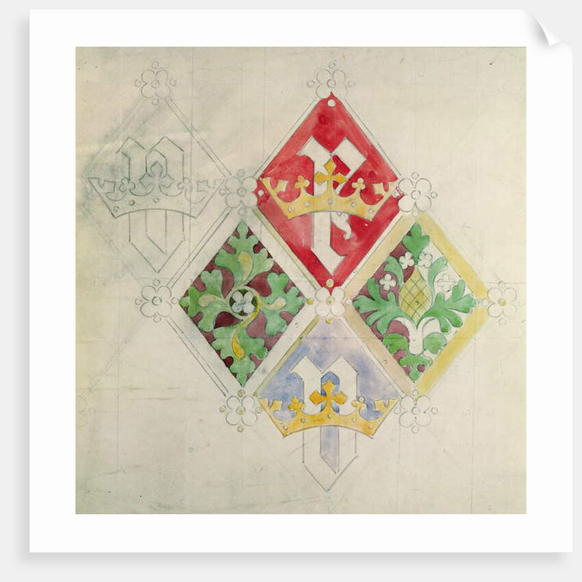 Stained glass window design for the Houses of Parliament by Augustus Welby Northmore Pugin