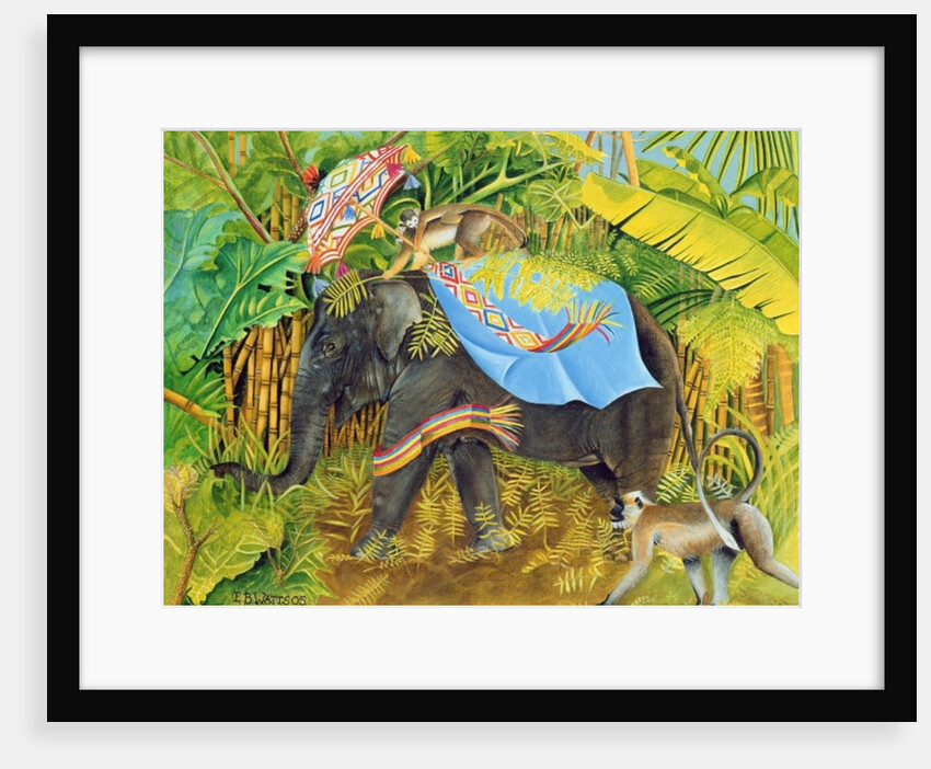 Elephant with Monkeys and Parasol, 2005 by E.B. Watts