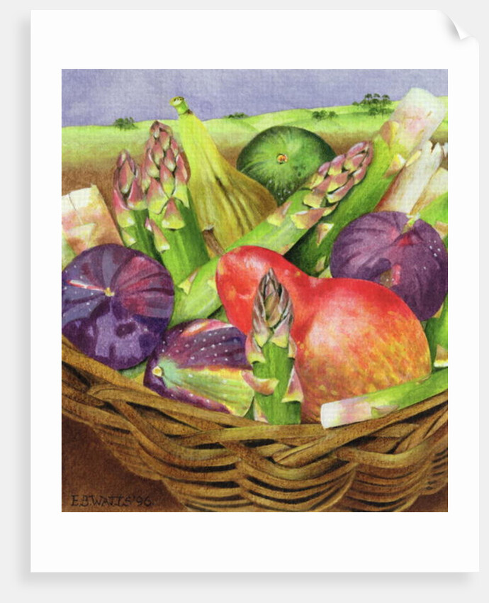 Red Pear with Figs and Asparagus, 1996 by E.B. Watts