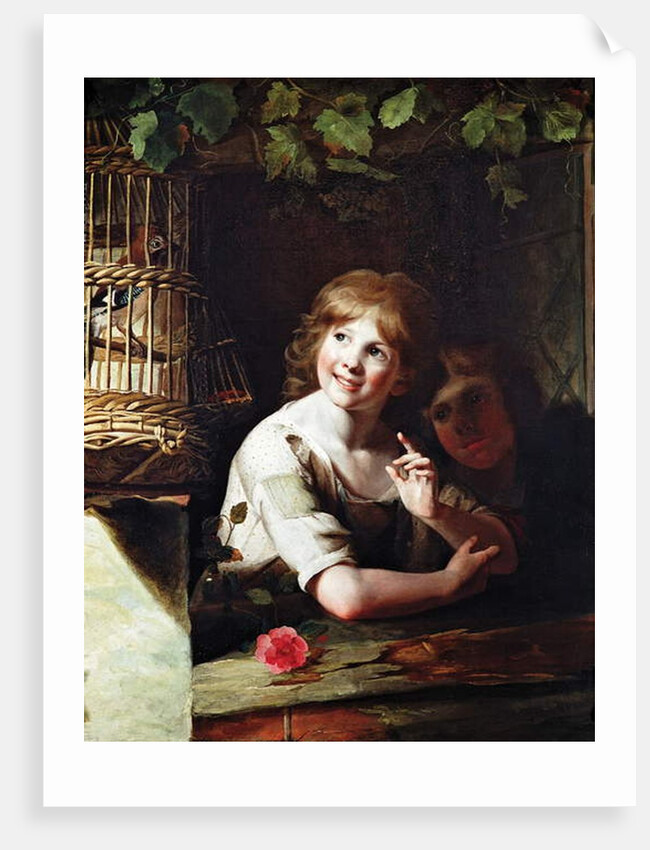 Two Girls with a Jay in a Cage by Rev. Matthew William Peters