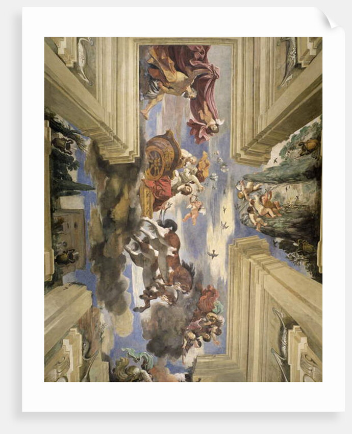 The 'Sala di Aurora' detail of the ceiling depicting Dawn's chariot, 1621 by Guercino