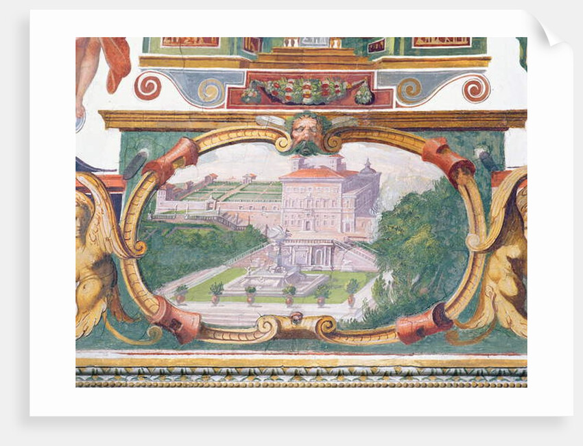 The 'Studiolo' of Francesco de'Medici detail of the frieze decoration depicting one of the Medici villas, it's garden and fountain, 1564-75 by Nanni di B. Bigio & Bartolomeo Ammannati (1511-92)