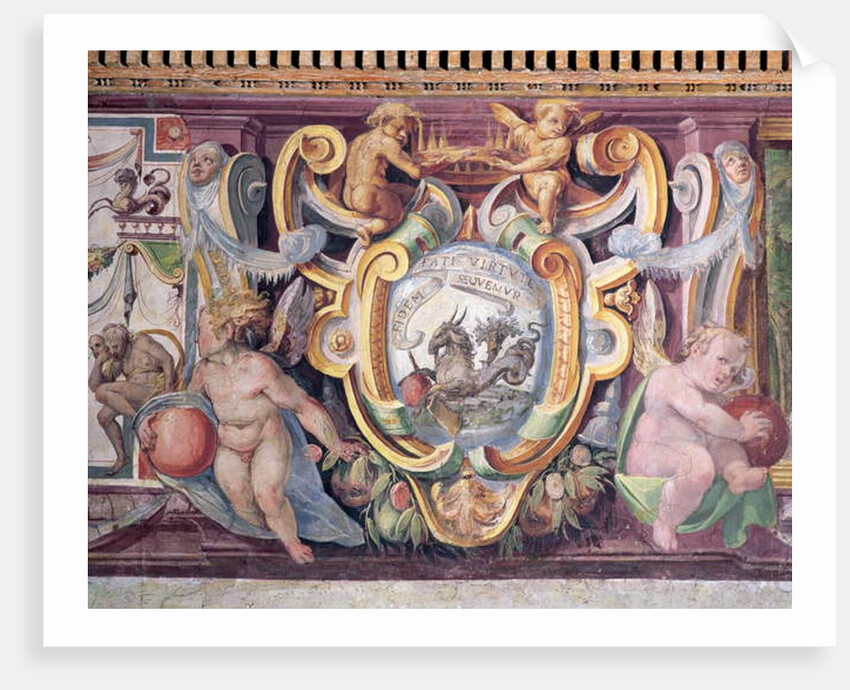 The 'Sala del Granduca di Toscana' detail of the frieze depicting the signs of the zodiac, Capricorn, the emblem of Francesco de'Medici 1564-75 by Nanni di B. Bigio & Bartolomeo Ammannati (1511-92)