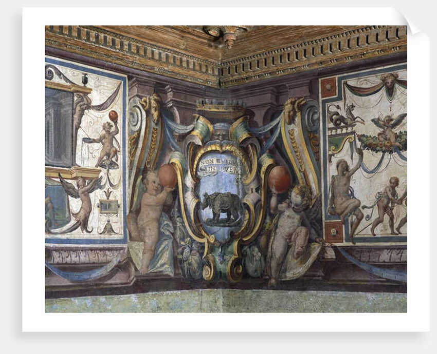 The 'Sala del Granduca di Toscana' detail of the frieze depicting the signs of the zodiac, the rhinoceros, 1564-75 by Nanni di B. Bigio & Bartolomeo Ammannati