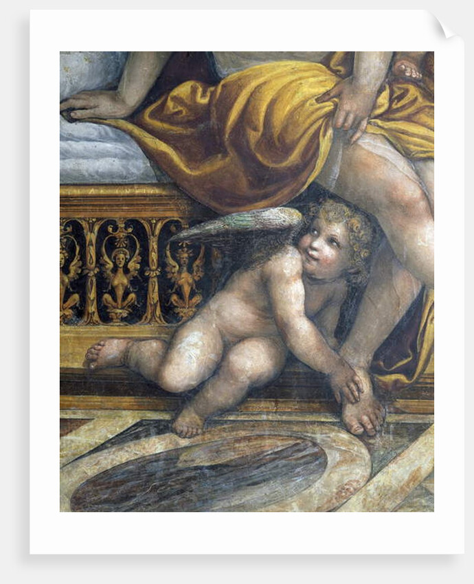 The 'Sala delle Nozze di Alessandro e Rossana' and Roxanne) detail of a putto hiding by Roxanne's feet, c.1513 by Giovanni Antonio Bazzi Sodoma