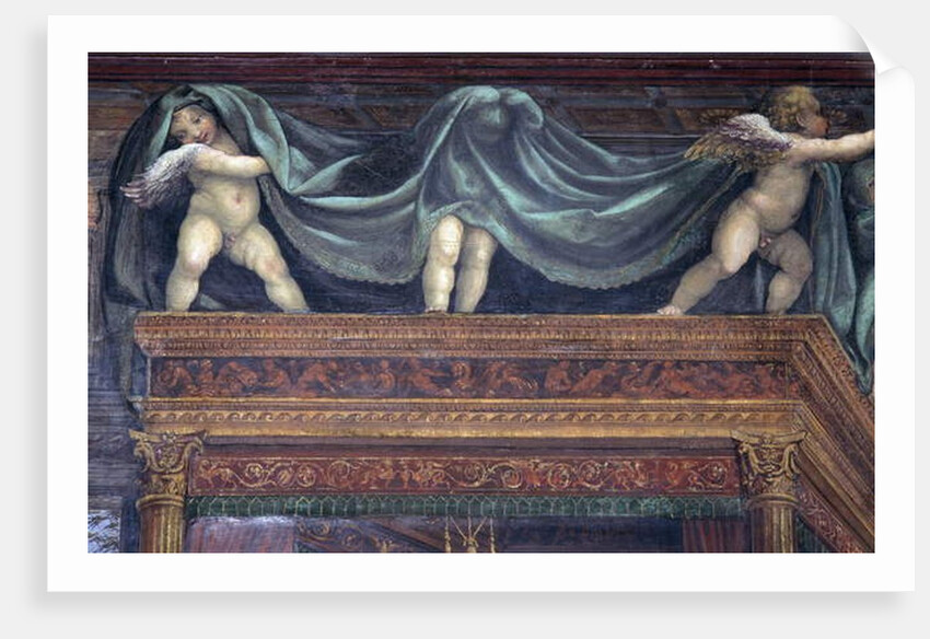 The 'Sala delle Nozze di Alessandro e Rossana' and Roxanne) detail of putti playing under the bed canopy, c.1513 by Giovanni Antonio Bazzi Sodoma