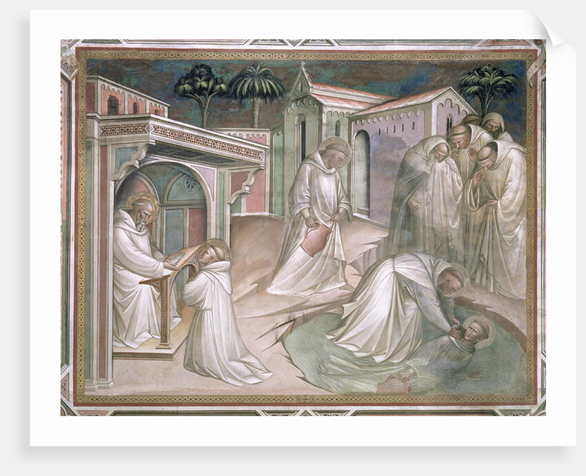 Maurus Saves Placidus, detail the Life of Saint Benedict, in the Sacristy, 1387 by Aretino Luca Spinello or Spinelli