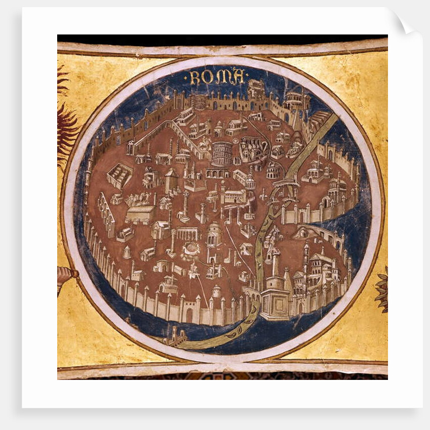 Perspective map of Rome with the monuments of antiquity, 1414 by Taddeo di Bartolo
