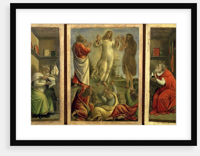 Triptych showing the Transfiguration, Jesus Appearing to his Disciples with Saints Jerome and Augustine on the side panels, c.1500 by Sandro Botticelli