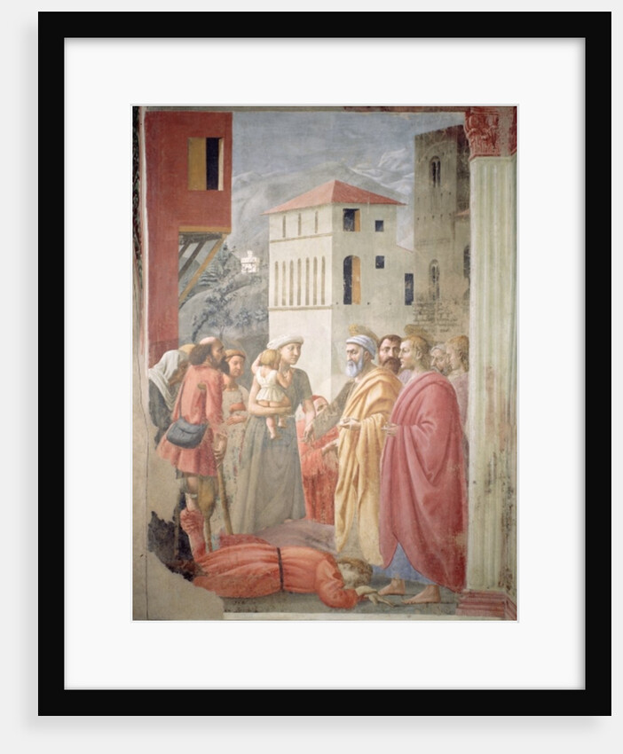 St. Peter Distributing the Common Goods of the Church and the Death of Ananias, c.1427 by Tommaso Masaccio