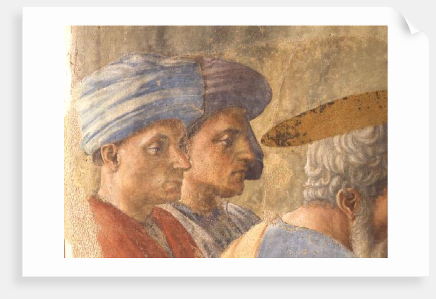 St. Peter Baptising the Neophytes: detail of two turbanned observers, c.1427 by Tommaso Masaccio