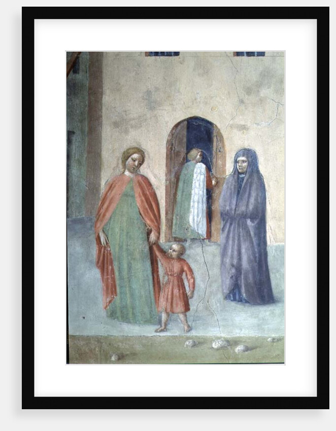 St. Peter Healing a Cripple and the Raising of Tabitha: detail of distant figures: nun and mother and child, c.1427 by Tommaso Masolino da Panicale