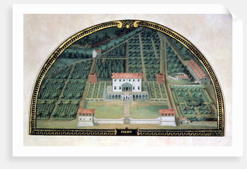 Villa Poggio a Caiano from a series of lunettes depicting views of the Medici villas, 1599 by Giusto Utens