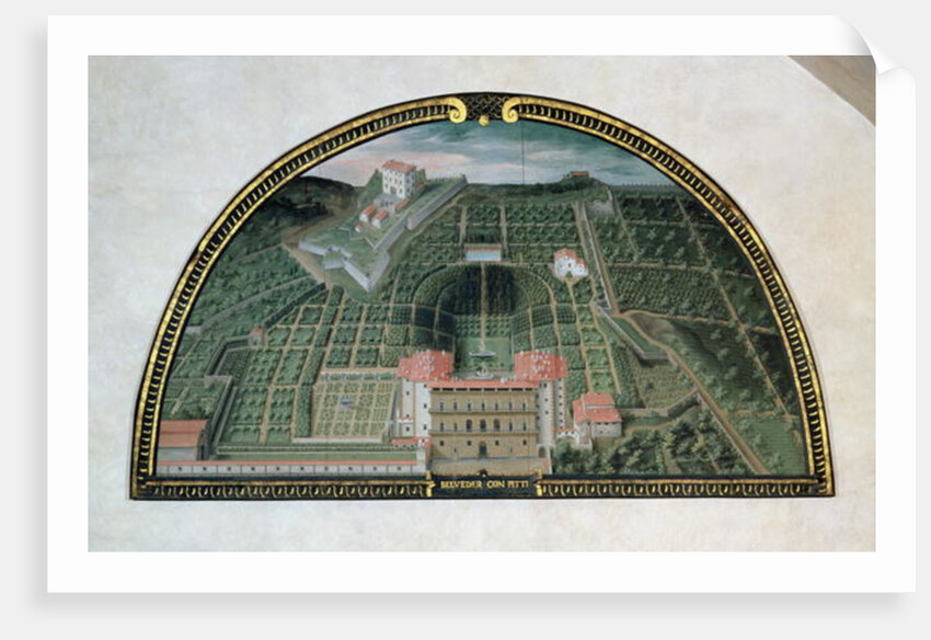 Fort Belvedere and the Pitti Palace from a series of lunettes depicting views of the Medici villas, 1599 by Giusto Utens