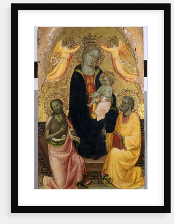 Enthroned Madonna and Child being crowned by two Angels, John the Baptist and the Apostle Peter, c.1410-20 by Baldese Pseudo