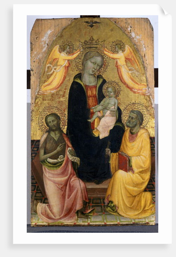 Enthroned Madonna and Child being crowned by two Angels, John the Baptist and the Apostle Peter, c.1410-20 by Baldese Pseudo