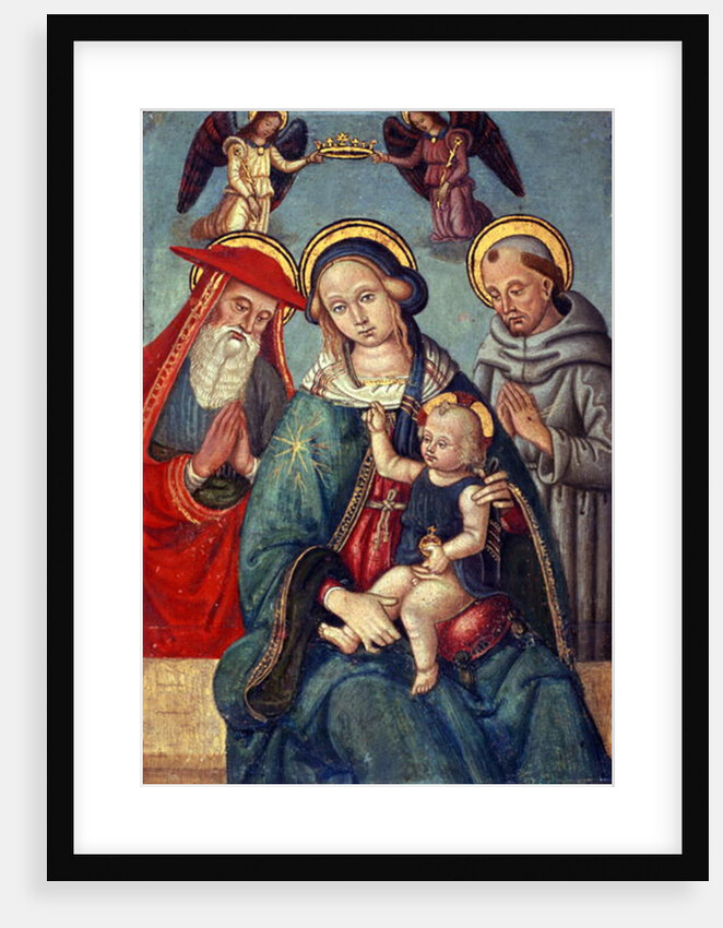 Madonna and Child being crowned by two Angels, with St. Jerome and St. Francis, c.1500 by Italian School