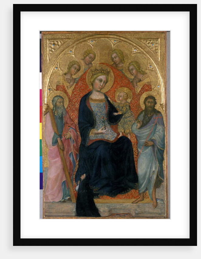 Enthroned Madonna and Child with four angels, two saints and a benefactor, c.1400 by Paolo di Giovanni Fei