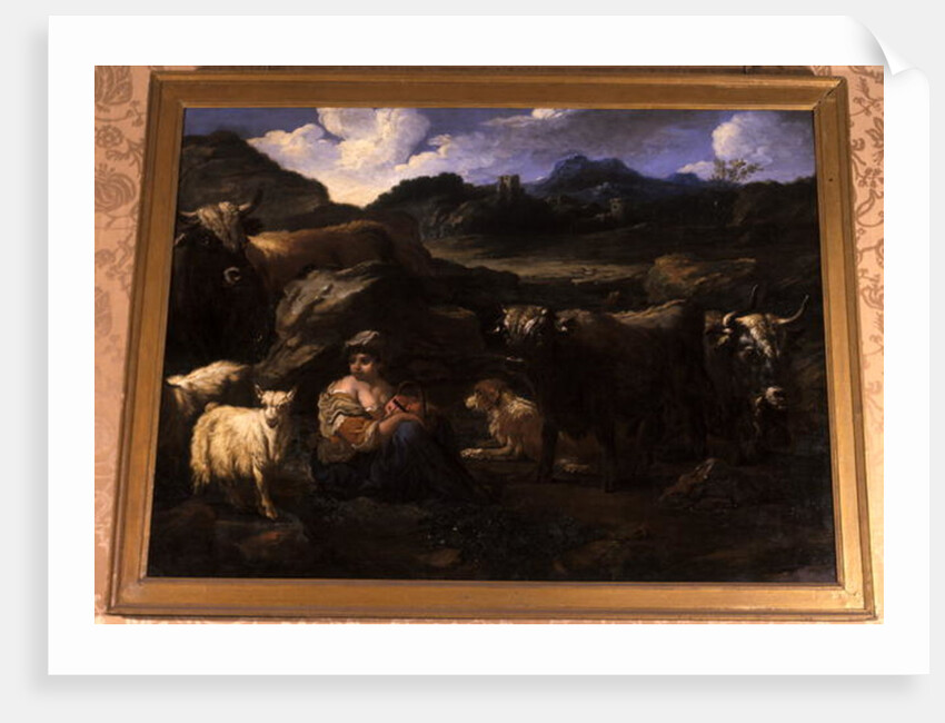 Shepherdess with herd by Philipp Peter called Rosa da Tivoli Roos