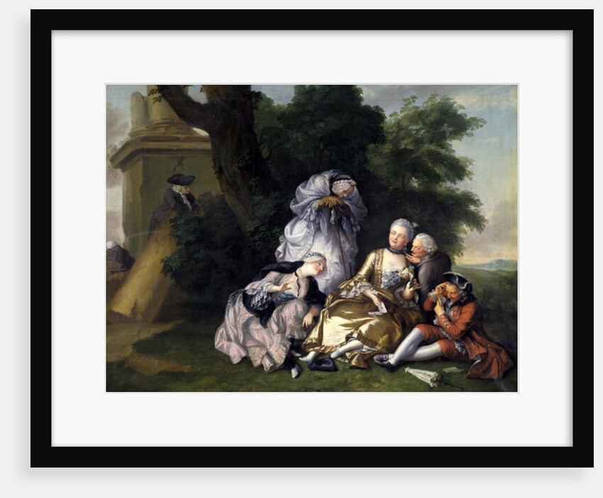 A group of women playing cards by French School