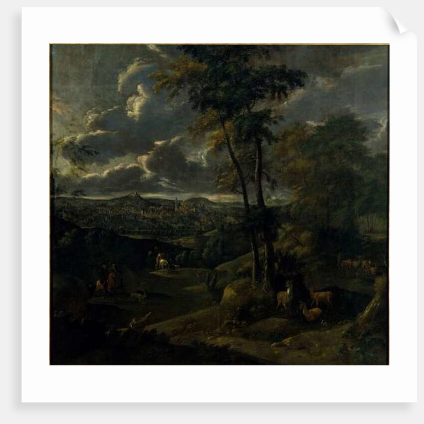 Rider in a Landscape with a Town by School German