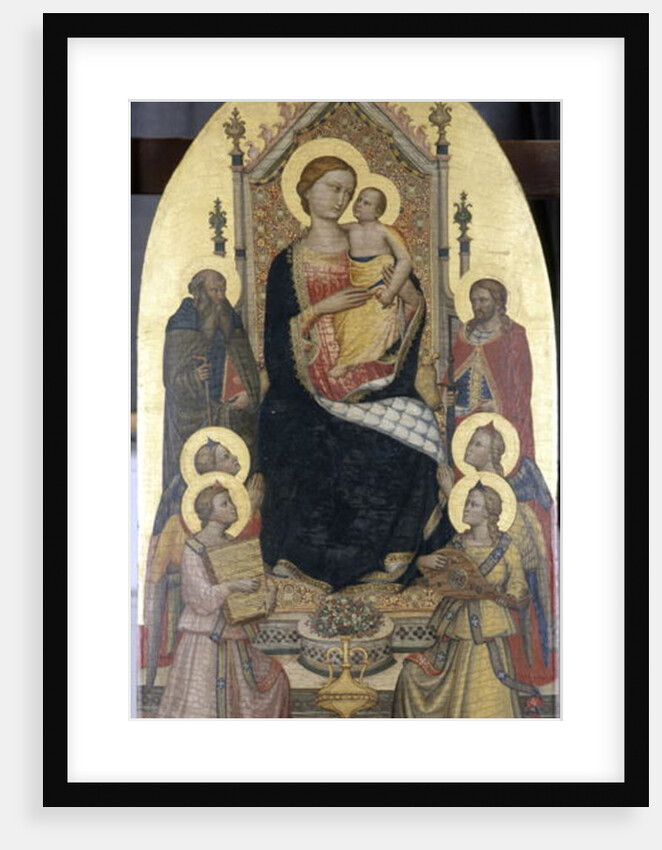 Enthroned Madonna with Child, Saints Anthony and Julian and four angels by Niccolo di Pietro Gerini