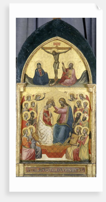 Coronation of the Virgin with angels, saints and the Crucifixion, c.1405 by Niccolo di Pietro Gerini