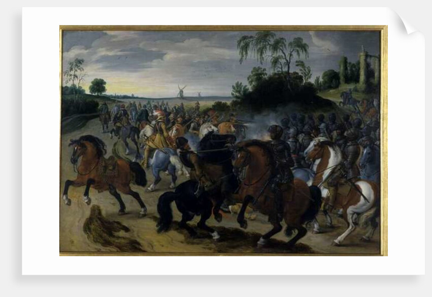 Cavalry in combat at the foot of a hill by Sebastian Vrancx