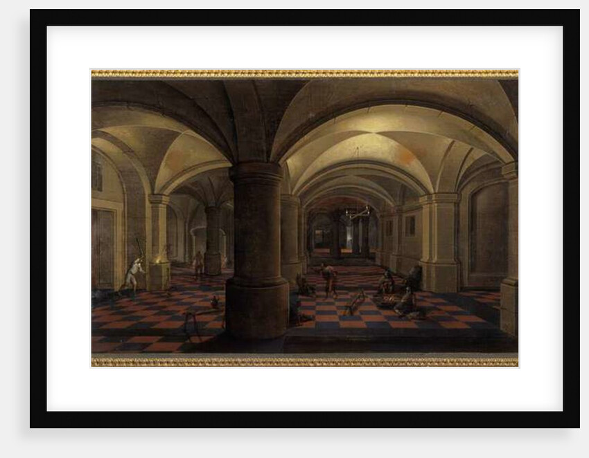 Vaulted interior with figures by Pieter the Elder Neeffs