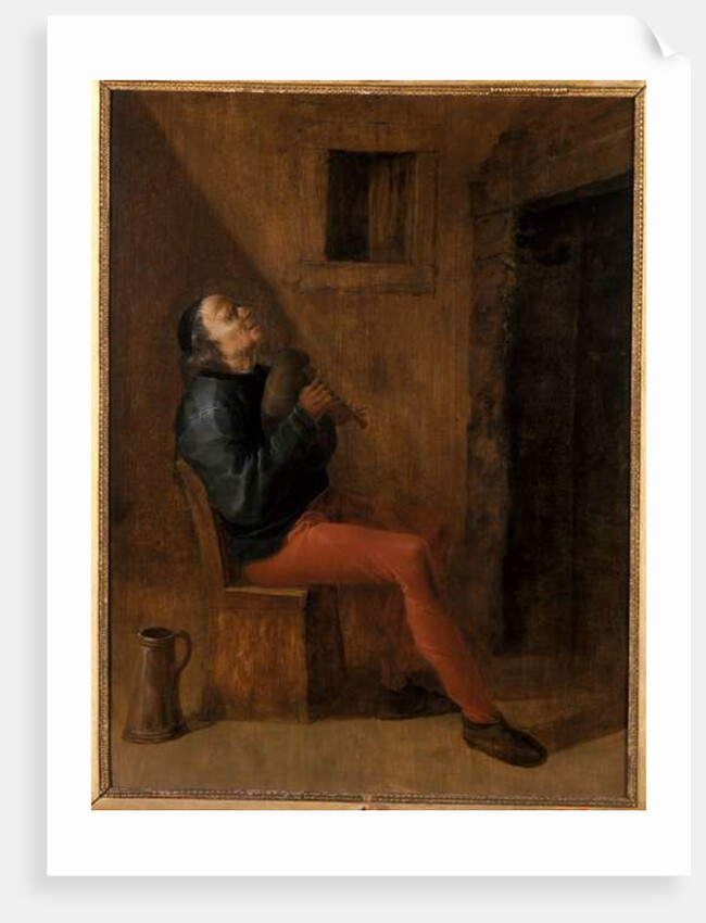 Old bagpipe player by Netherlandish School