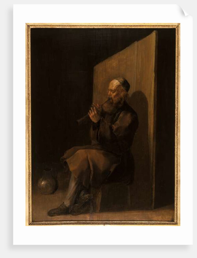 Old flute player by Netherlandish School
