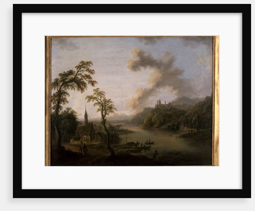 River landscape by Christian Georg the Elder Schuetz
