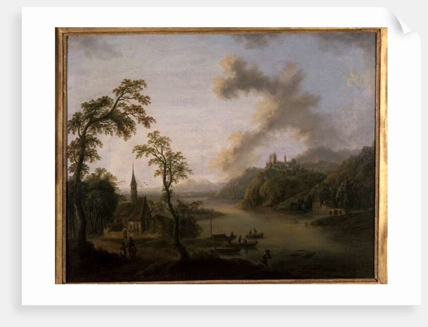 River landscape by Christian Georg the Elder Schuetz