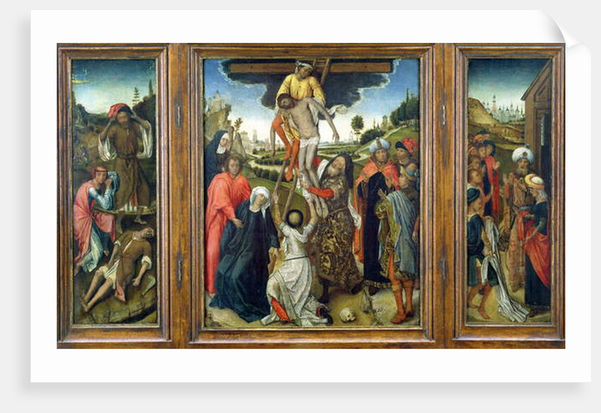 The Deposition, flanked by Adam and Eve Mourning Abel and Joseph's Coat Shown to Jacob by Netherlandish School