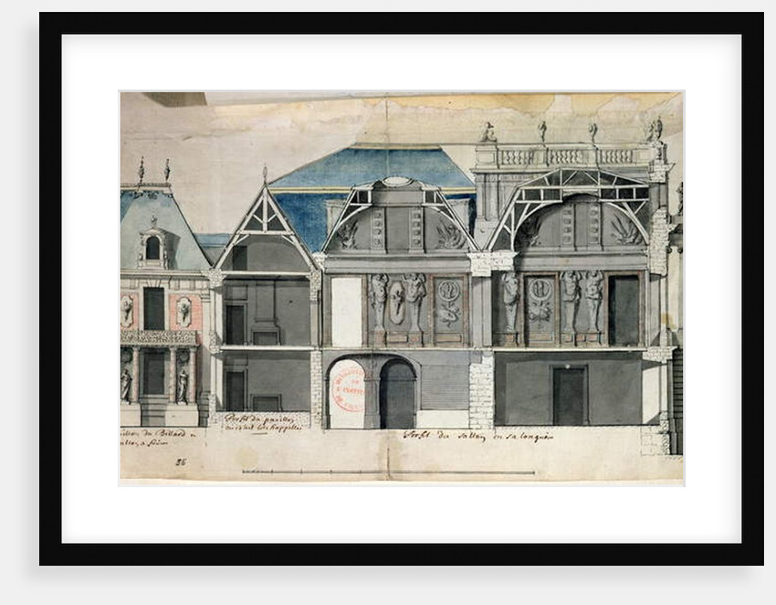 Cross-section of a wing of the Chateau de Versailles constructed by Louis Le Vau by French School