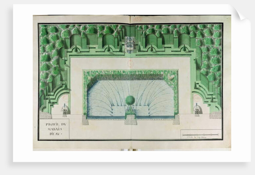 Ms 1307/47 Design for a water garden at Versailles by Andre Le Notre