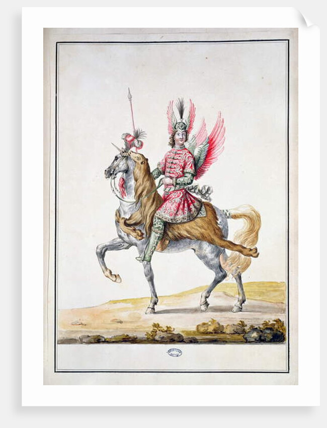 Horseman with wings by Jean I (1640-1711) Berain