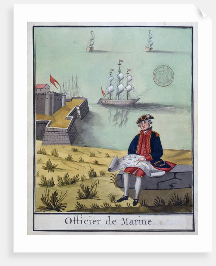 Ms 2848 The Marine Officer, from a series of French military costumes, 1768 by French School
