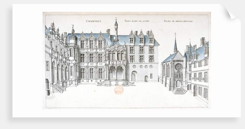 View of the courtyard and chapel at Chantilly by French School