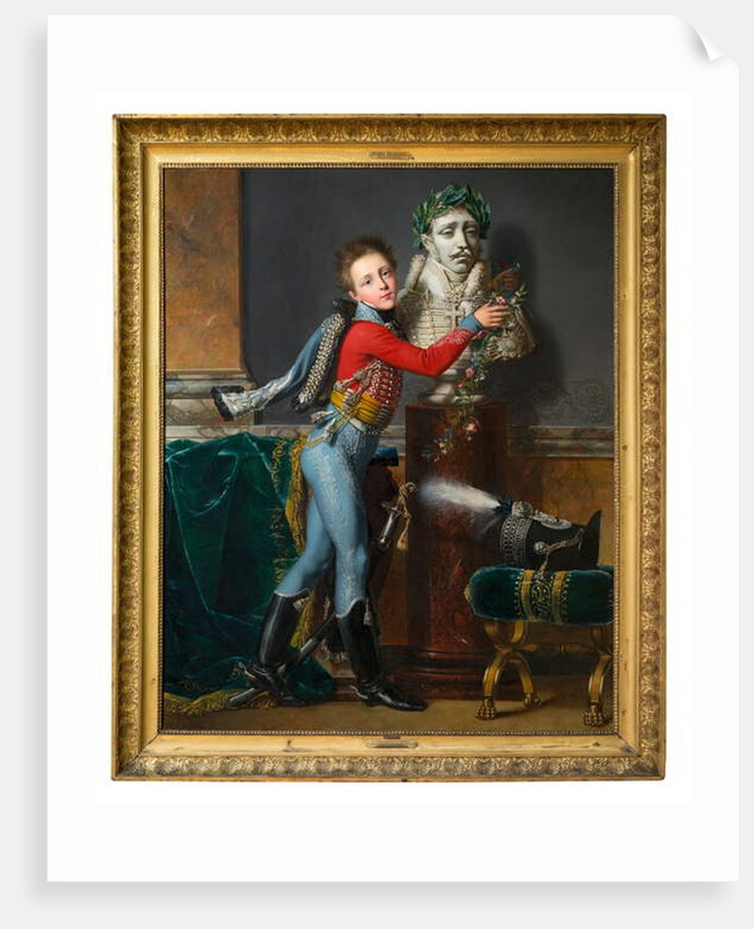 The young Vicomte de Laborde with the bust of his dead father at Wagram by Alexandre-Jean Dubois Drahonet