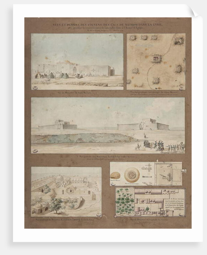 Six views and drawings of Lake Natron in Libya, made during the reconnaissance mission of the Egyptian Army led by General Andreossy, 1799 by Henri Joseph Redoute
