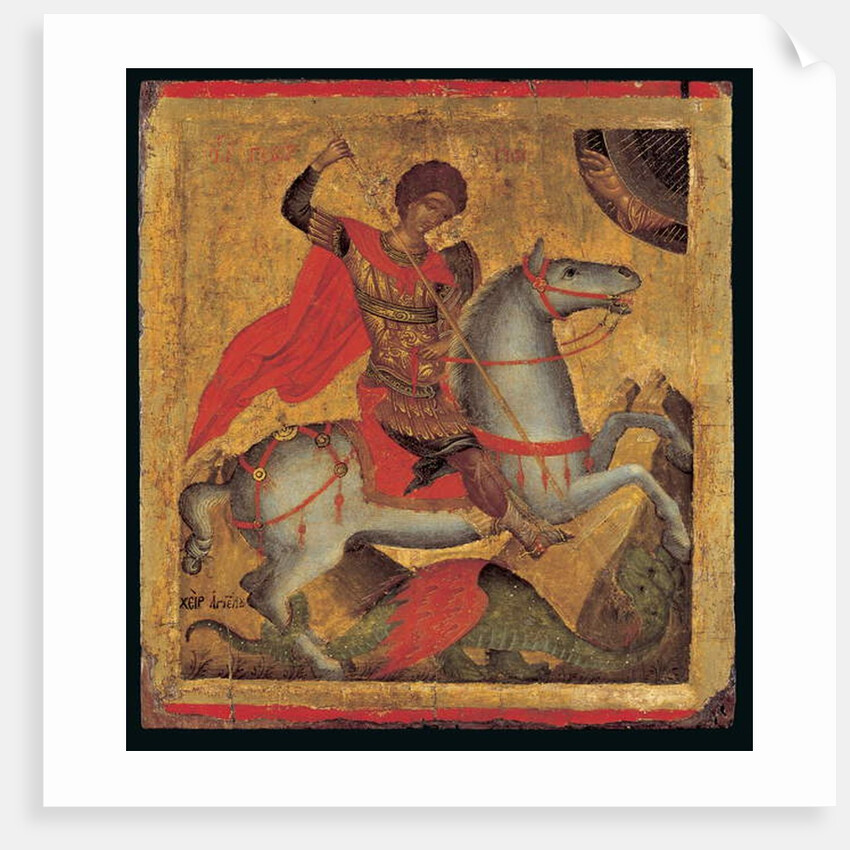 Icon of St. George on Horseback, Slaying the Dragon by Angelos Akotandos