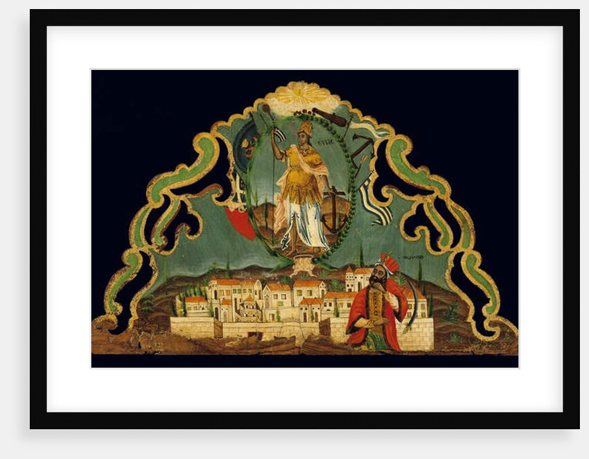 Pelmet depicting the Rebirth of Greece above a representation of Constantinople, from Syros, Cyclades by Greek School