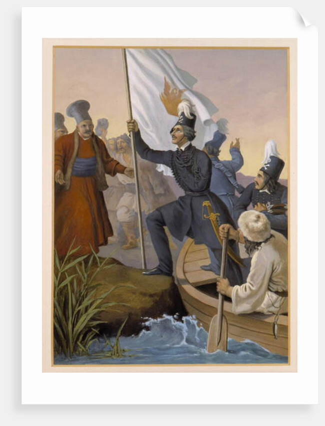 Alexandros Ypsilantis crossing the Prouthos river, February 1821 by Peter von Hess
