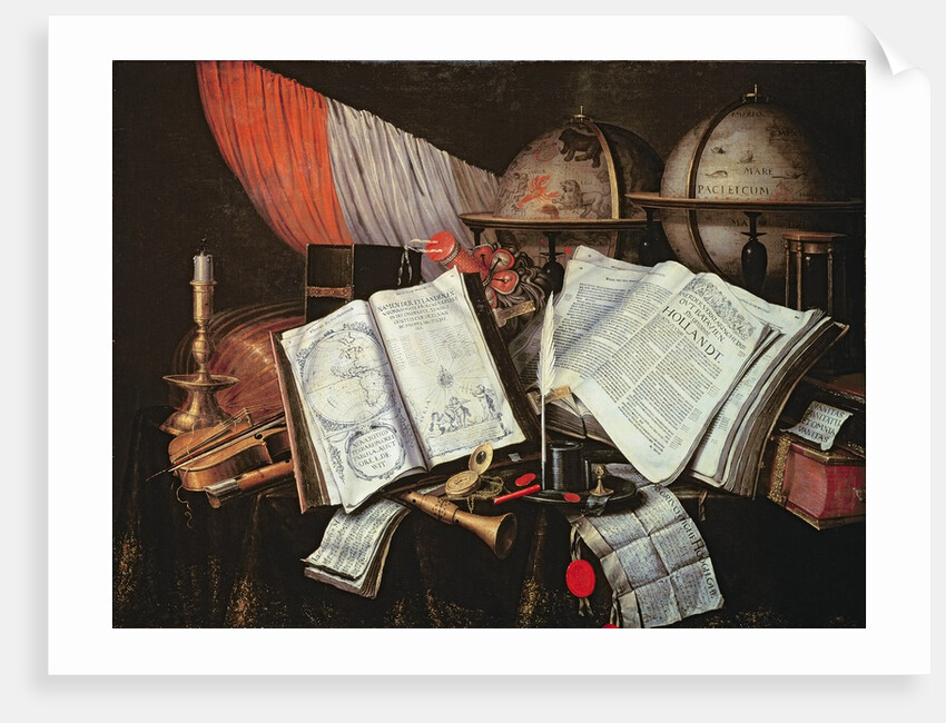 Vanitas Edwaert Colyer or Collier © Bonhams, London, UK 5277 by 6996 book;globe;globes;watch;violin;musical instruments;instrument;Painting;Mzpainting Out of copyright